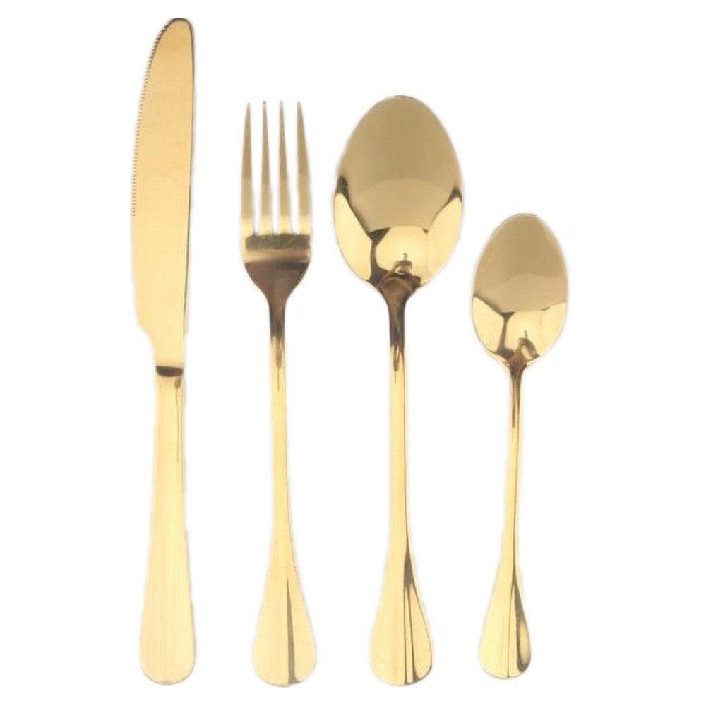 Bestick-set DKD Home Decor Gyllene Rostfritt stål (16 pcs)