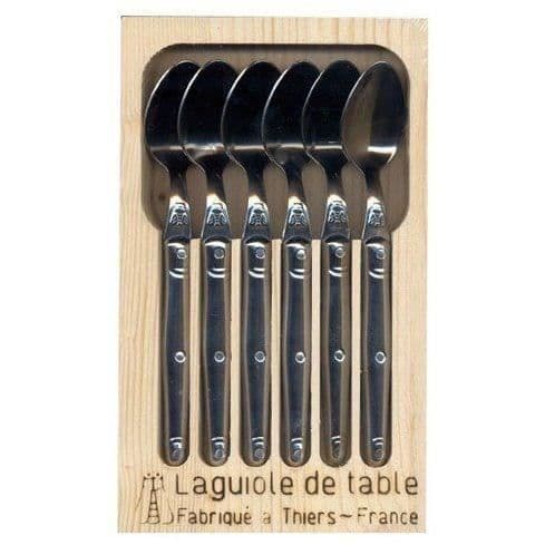 LAGUIOLE Set med 6 kaffeskedar - Rostfritt stål - Rostfritt stålhandtag