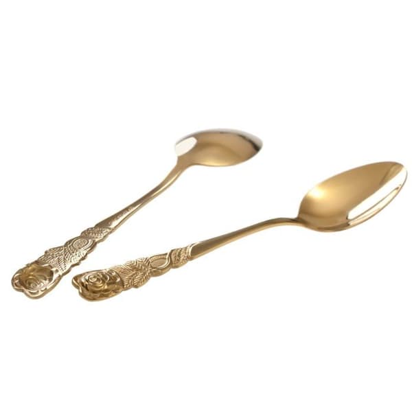 GrÄwe Grawe bordssked Set med 6 teskedar i rostfritt stål, roséguld dekorserie