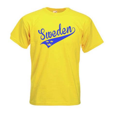 Sweden Swosh stil barn t-shirt med 3 kronor