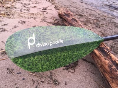 kajakpaddel carbon, DIVINE PADDLE GREEN NATURE justerbar paddel 215-225 cm