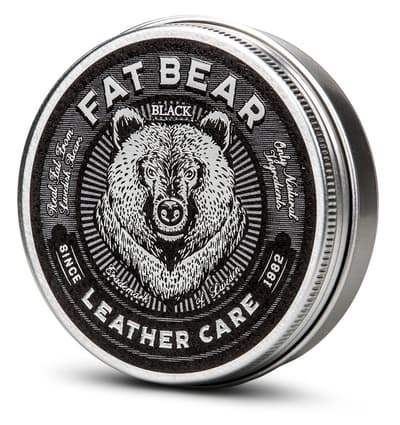 svart wax till mc skinnställ, lädervax av björnfett, FAT BEAR BLACK WAX