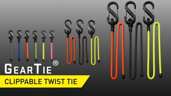 NITE IZE GEAR TIE CLIPPABKLE TWIST TIE 12" , gummerad böjbar vajer med s-karbin