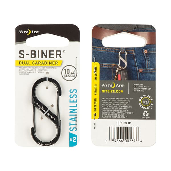 utrustningskarbin, NITE IZE S-BINER DUALCARBINER STÅL #2 black