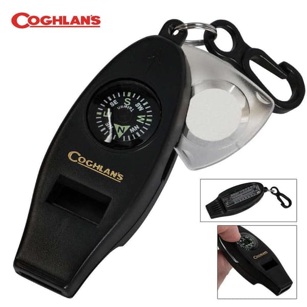 visselpipa med kompass, termometer och förstoringsglas, COGHLANS CG0044