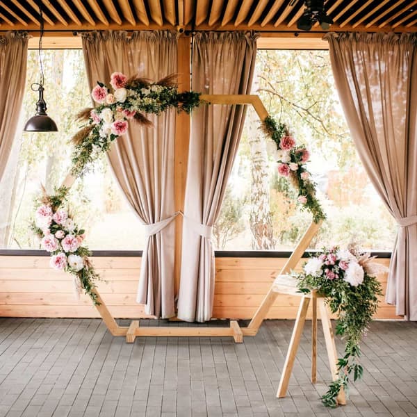 Bryllupsbue ceremoni bue, sekskantet design, udendørs bryllupper