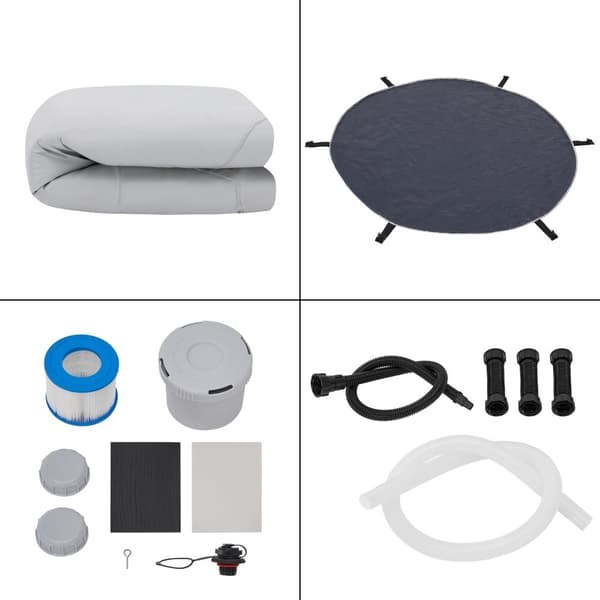 Uppblåsbart spabad Carbone Ø165x70 cm svart vit [pro.tec]