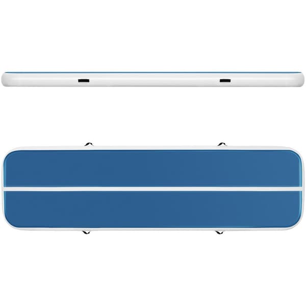Matmadras akrobatisk oppustelig gymnastikbane 400 x 100 x 20 cm blå og hvid