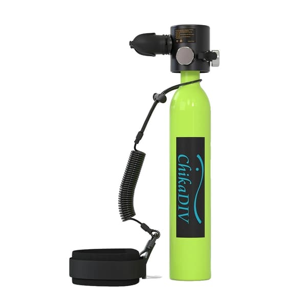 Kannettava Mini Scuba Tankki, 0.5L Tilavuus, CE/DOT Sertifioitu, Fluoresoiva Painemittari,vihreä