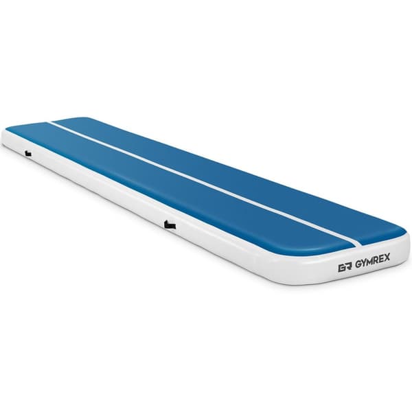 Patja akrobaattinen puhallettava voimistelurata 500 x 100 x 20 cm sinivalkoinen