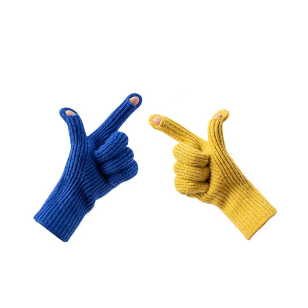 Stickade telefonhandskar med utskärningar för fingrar, unisex, grå