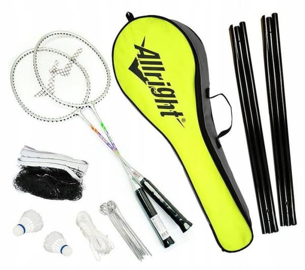 ALLRIGHT TT21024 BADMINTONSET MED 2 RACKETAR, 2 SKYLLBÅTAR OCH NÄT