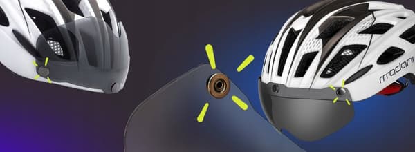 Cykelhjelm hvid justerbar hjelm med visir Madani 57-61 cm