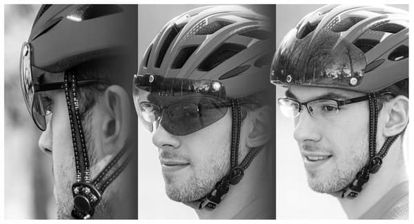 Cykelhjelm hvid justerbar hjelm med visir Madani 57-61 cm