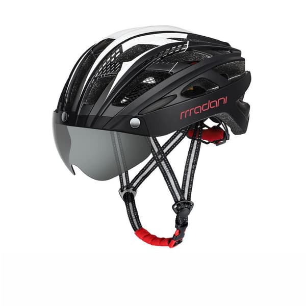SORT CYKELHJELM JUSTERBAR HJELM MED VISIR MADANI 57-61 CM