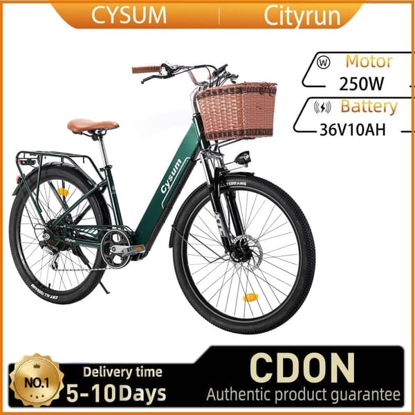 Cysum Cityrun-26" sähköpyörä aikuisille 250 W miesten sähköpyörä 36 V 10 Ah akku 26 tuuman kaupunkirengas naisille” LCD-näyttö sähköpyörä