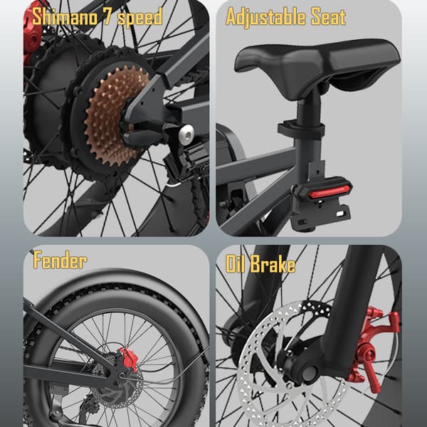 GUNAI MX25 Elcykel för vuxna 1000W El-Mountainbike för män 48V 25AH Batteri 20*4 tum breda däck Elcykel för män