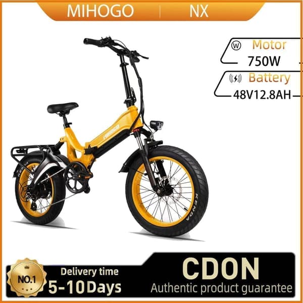 MIHOGO NX sähköpyörä aikuisille 750W48V12.8Ah akkukäyttöinen sähköpyörä, 20*4 tuuman pinnarenkaat, sähköpyörä