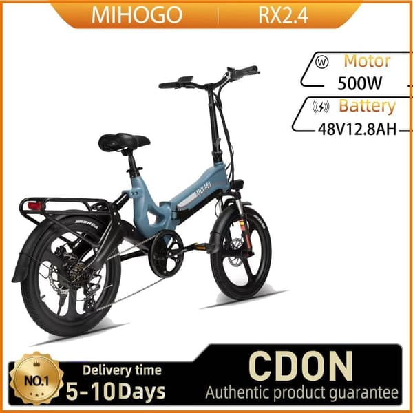 MIHOGO RX2.4 sähköpyörä aikuisille 500W 48V 12.8Ah akku kaupunkisähköpyörä 20 tuuman renkaat miesten kaupunkisähköpyörä värinäyttö