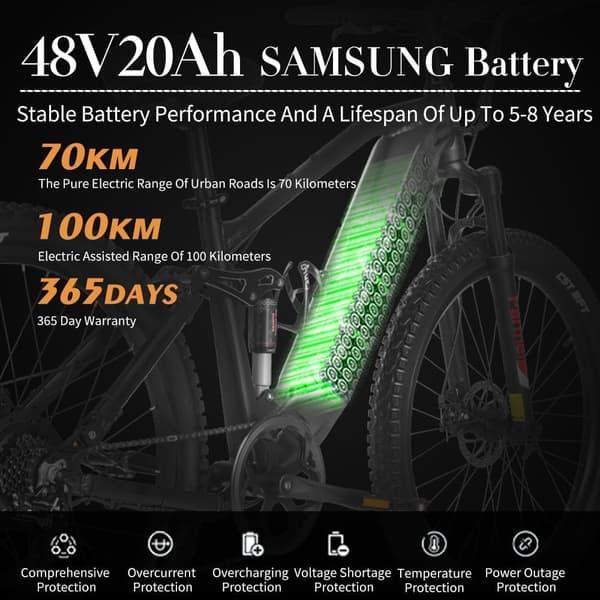 Nathaniel SYR-03 Elcykel 1000W Motor 20AH Batteri 27.5 Däck Herr Elcykel Laddningstid 5-8 Timmar Urban Elcykel
