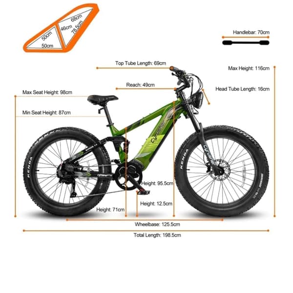 Cyrusher Ranger 2.0 Terrängcykel 250W Motor Elcykel För Vuxna 52V 20Ah Batteri Elcykel 26 Tum Elcykel Med Feta Däck