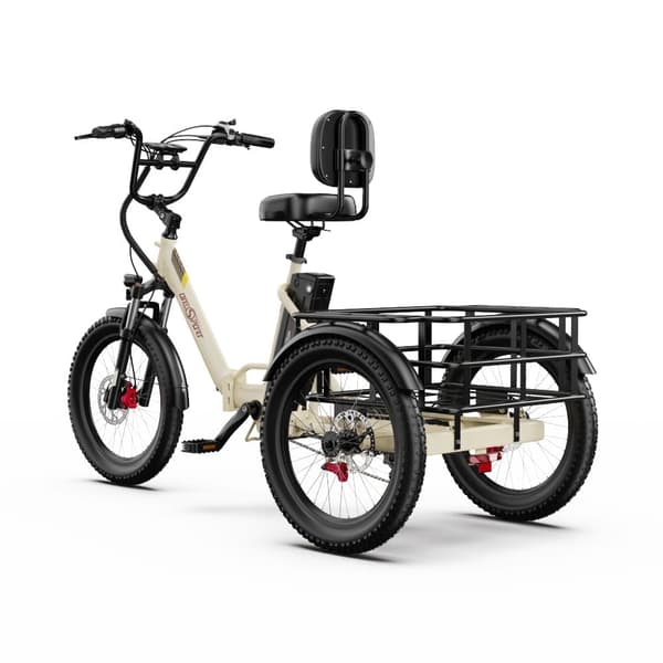 ONESPORT OT30 Pro sähköinen aikuisille tarkoitettu kolmipyöräinen 500 W 48 V 18 Ah sähköinen tavarakolmipyörä, 20 tuuman renkaat, nettopaino ≈43,25 kg