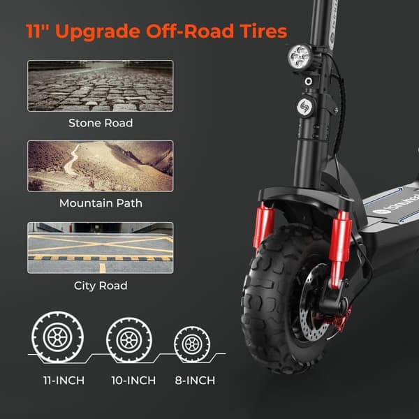 isinwheel GT2 Hopfällbar Elscooter 11-tums Däck Elscooter 800W Borstlös Motor 48V 15AH Terrängscooter För Vuxna