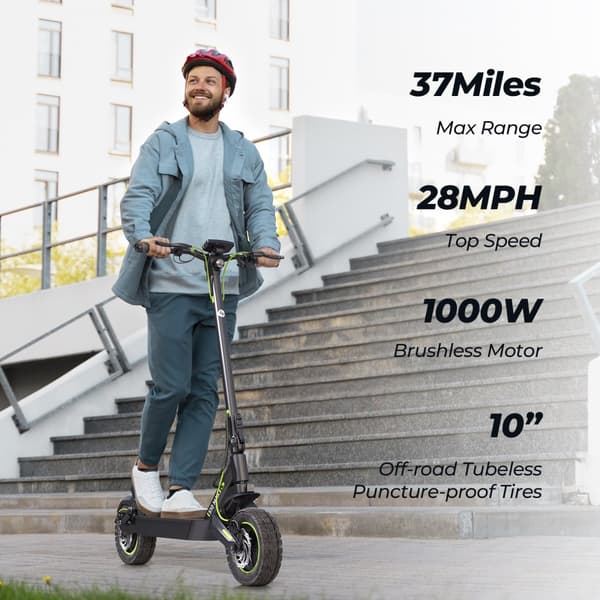 Future S10 MAX City -sähköpotkulauta aikuisille, 1000 W moottori, 48 V, 15 Ah, 10 tuuman renkaat, sähköpotkulauta, monitoiminen LED-näyttö