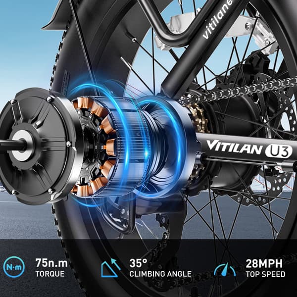 Vitilan U3 sähköpyörä 750W 48V 13AH akkusähköpyörä 20 tuuman paksurenkainen naisten ja miesten kaupunki- ja työmatkapyörä