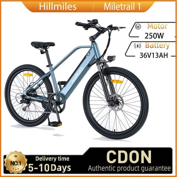 HillMiles MileTrail 1 aikuisten 200 W sähköpyörä miehille 36 V 13 Ah akku 26" maastosähköpyörä SHIMANO 7-vaihteinen