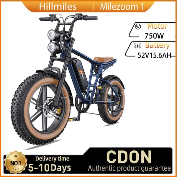HillMiles MileZoom1 Elcykel för vuxna 750W Elcykel 52V15.6AH Elcykel för män 20” Däck Laddningstid 8 timmar
