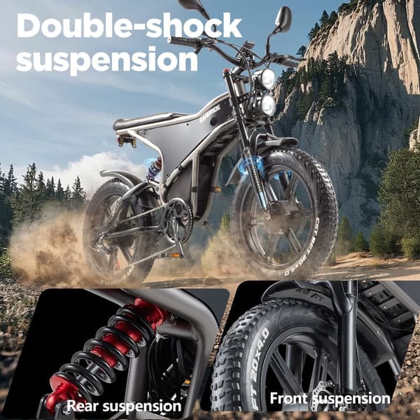 RANDRIDE DM711 Elcykel Dubbelmotor 500W*2 48V20Ah Batteri 20 Tum 4.0 Breda Däck Vuxen Elcykel