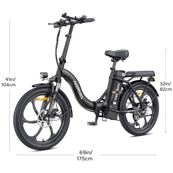 HillMiles Mile Port1 Elcykel för kvinnor och vuxna 250W El-Mountainbike 36V13AH 20” hopfällbar elcykel med feta däck