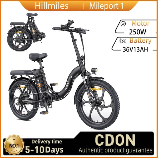 HillMiles Mile Port1 Elcykel för vuxna 250W Elcykel 36V13AH 20” Däck Elcykel Tillämplig höjd 155-185CM