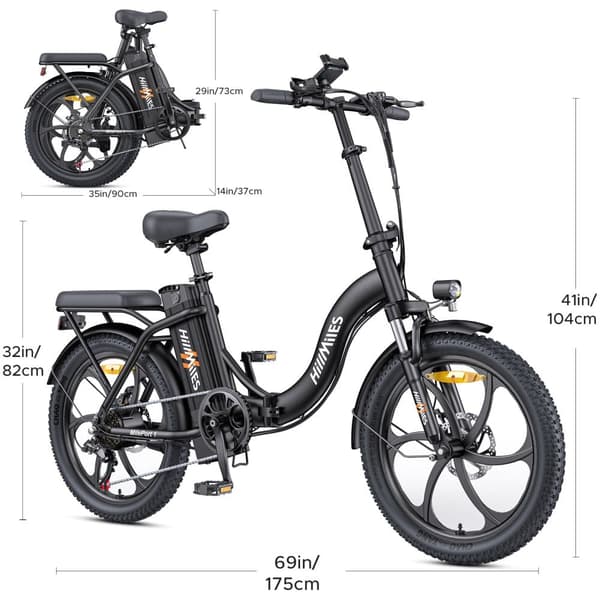 HillMiles Mile Port1 Elcykel för vuxna 250W Elcykel 36V13AH 20” däck hopfällbar Elcykel Nettovikt 28,5 kg