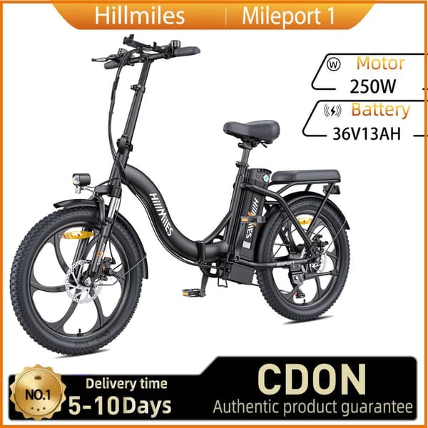 HillMiles Mile Port1 Elcykel för vuxna 250W Elcykel 36V13AH 20” däck hopfällbar Elcykel Nettovikt 28,5 kg