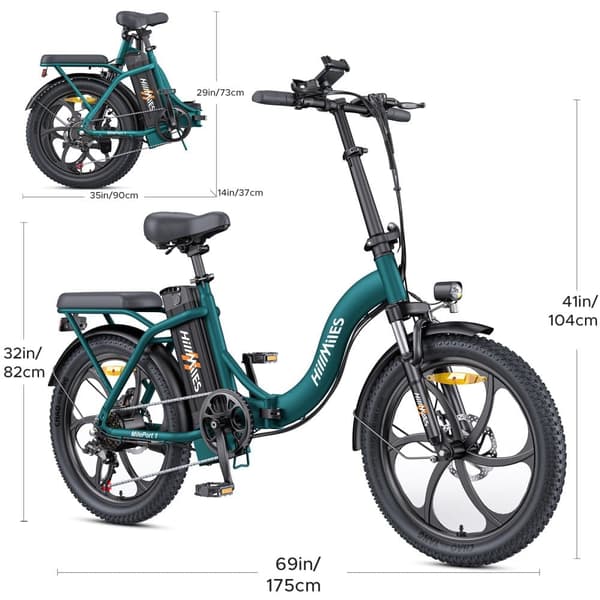 HillMiles MilePort 1 sähköpyörä aikuisille 250W, 36V, 13AH, 20” renkaat, taittuva sähköpyörä, SHIMANO, 7-vaihteinen