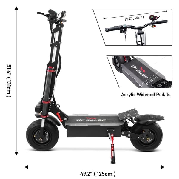 TIFGALOP K8 Elscooter 38Ah 6000W 60V Maxhastighet 100-110km/h Oljebroms 12” Elscooter Vuxen Elscooter