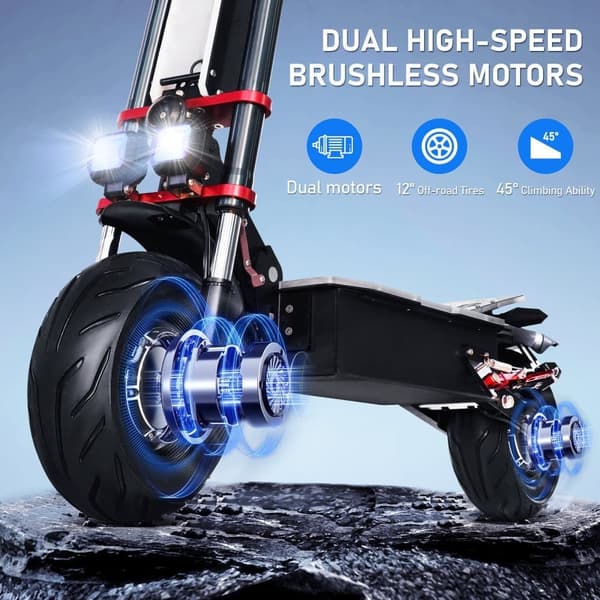 TIFGALOP K8 Elscooter 38Ah 6000W 60V Maxhastighet 100-110km/h Oljebroms 12” Elscooter Vuxen Elscooter