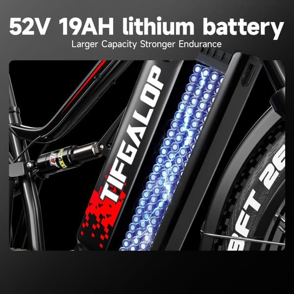 Tifgalop ES7Pro täysjousitus sähköpyörä aikuisille 2X750W miesten sähkömaastopyörä 48V21AH akulla 26 tuuman sähköpyörä