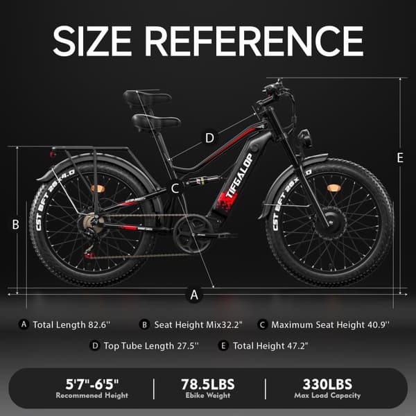 TIFGALOP ES7PRO kaupunkisähköpyörä 750*2W 52V21AH sähköpyörä huippunopeus 32 mph 26 tuuman paksurenkainen maastosähköpyörä