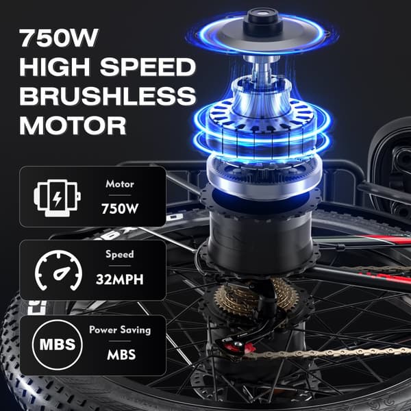 TIFGALOP ES7 sähköinen kaupunkipyörä 750W 52V19AH huippunopeus 32 mph 26 tuuman paksurenkainen maastosähköpyörä