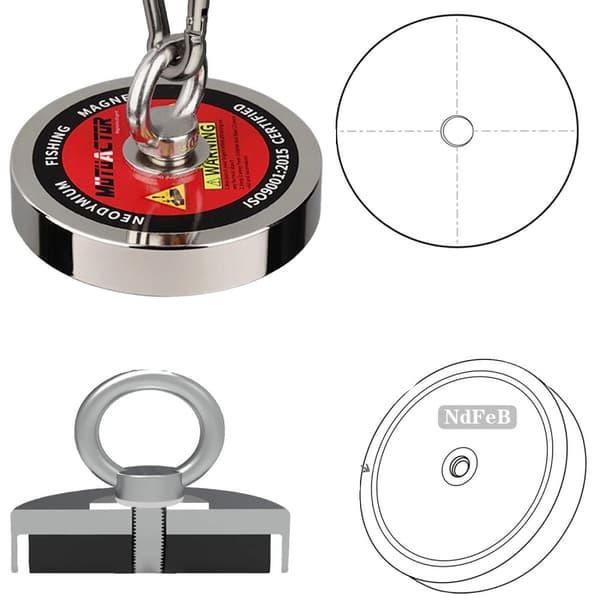 Neodymium Fiskemagnet, 450KG Dragkraft, Komplett Set med Rep och Handskar,450 kg, magnetisk dragkraft