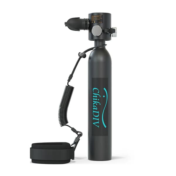 Transportabel Mini Scuba Tank, 0,5L Kapacitet, CE/DOT Certificeret, Fluorescerende Trykmåler,sort