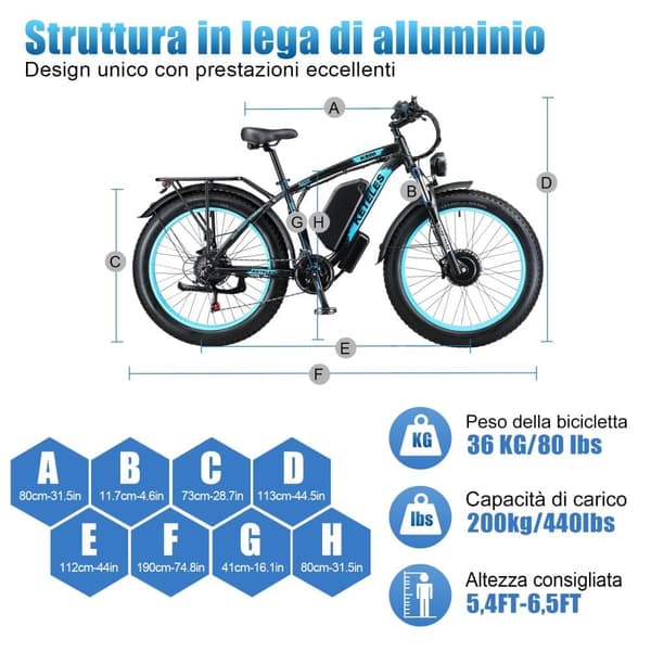 KETELES K800 Elcykel 2000W 48V 23AH 26” Däck Hydrauliska bromsar Elcykel Elcykel SHIMANO 7-växlad