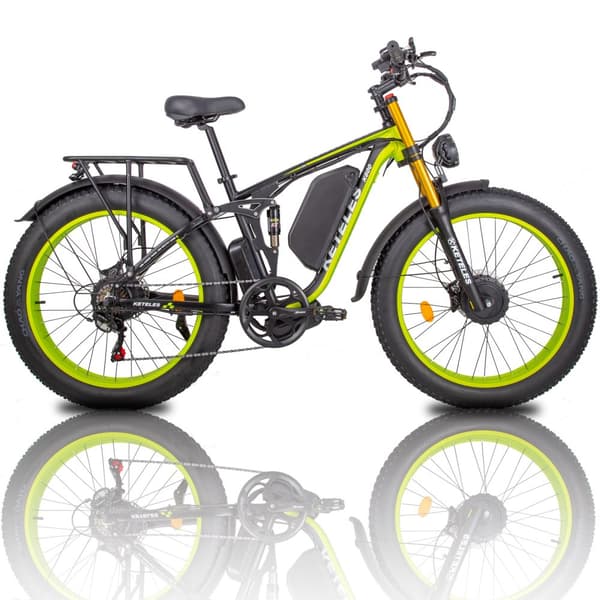 KETELES K800P Elcykel 2000W Dubbelmotor 48V 23AH Hydraulisk Broms Terräng 26" Elcykel med Feta Däck SHIMANO 21-växlad