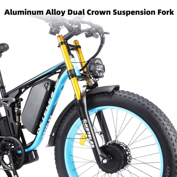 KETELES K800P Elcykel 2000W Dubbelmotor 48V 23AH Hydraulisk Broms Terräng 26" Elcykel med Feta Däck SHIMANO 21-växlad