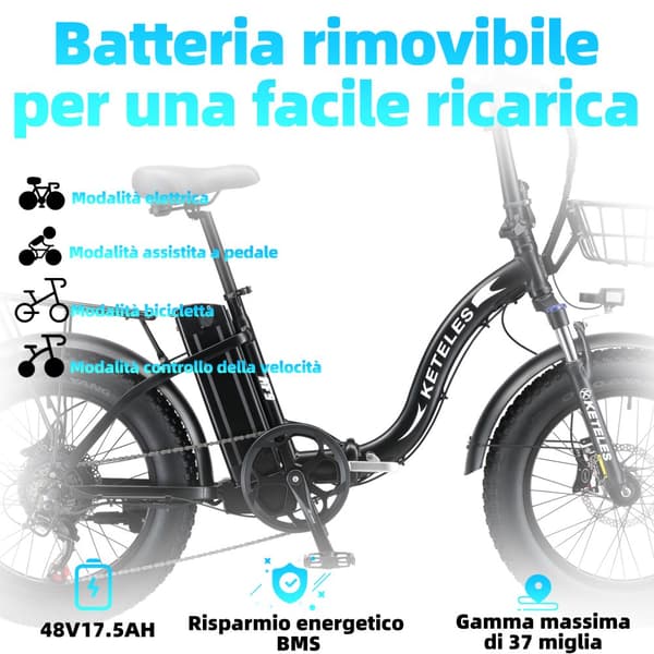 KETELES KF9 Ebike 1000W moottori 48V35AH litium-akku kaupunki sähköpyörä taitto 20*4.0 tuuman rasvarengas maasto sähköpyörä