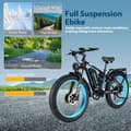 Miniatyrbild 3 av 10: ORLMS FINDER26 Elcykel för vuxna 1000W*2W Motor 52V 25AH Batteri 26” Däck Elcykel Laddningstid 8-9 timmar
