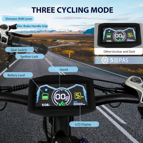 ORLMS FINDER26 Elcykel för vuxna 1000W*2W Motor 52V 25AH Batteri 26” Däck Elcykel Laddningstid 8-9 timmar